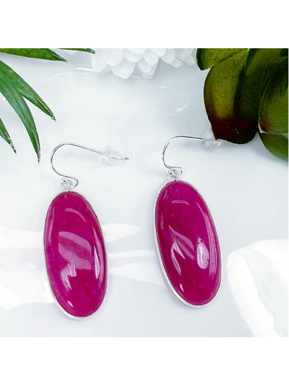 Ruby Earrings Sterling Silver 925 Boho Contemporary Handmade New